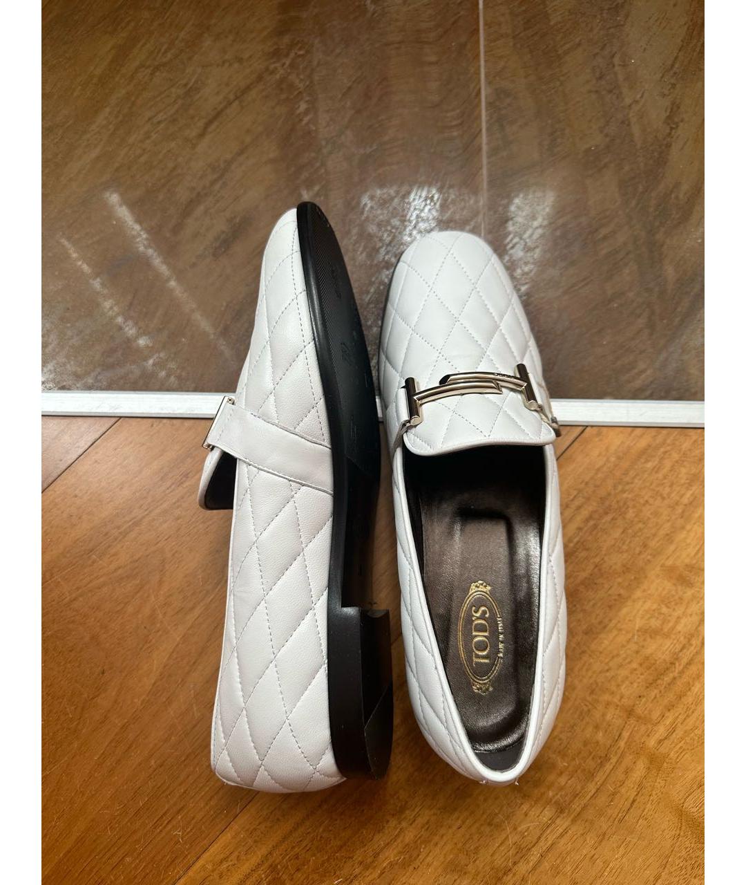 TOD'S Белые кожаные лоферы, фото 3