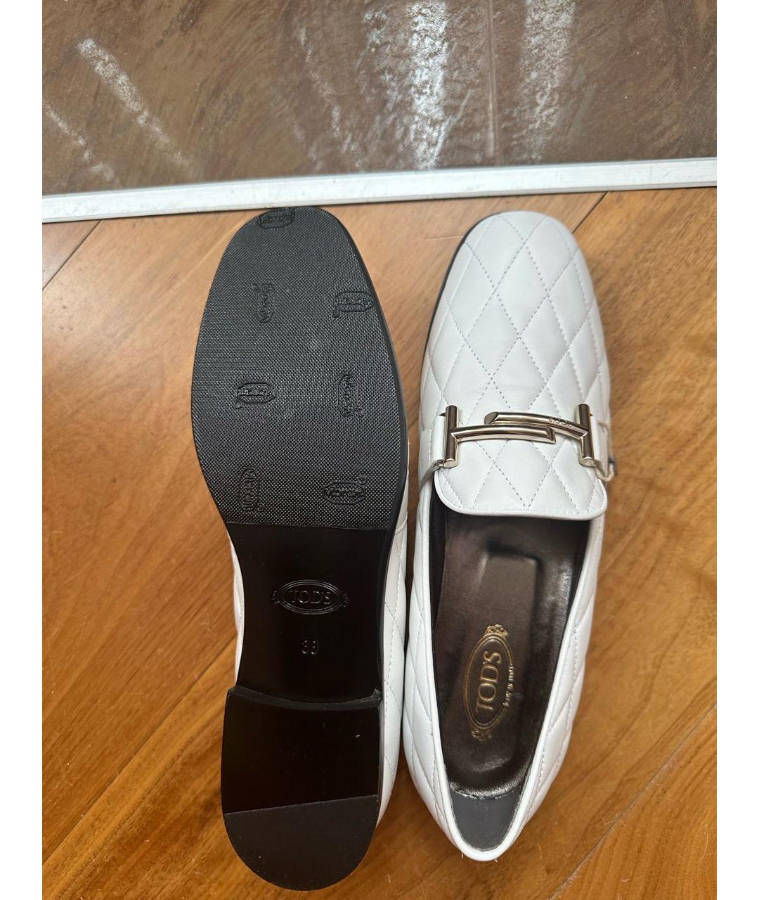 TOD'S Белые кожаные лоферы, фото 5