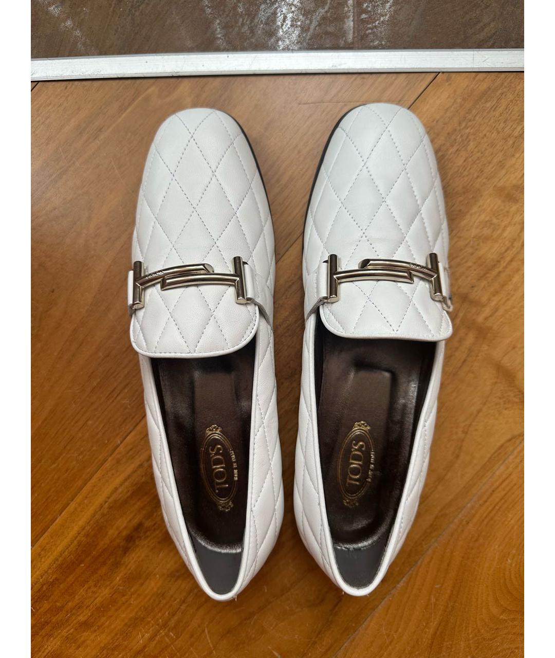 TOD'S Белые кожаные лоферы, фото 2