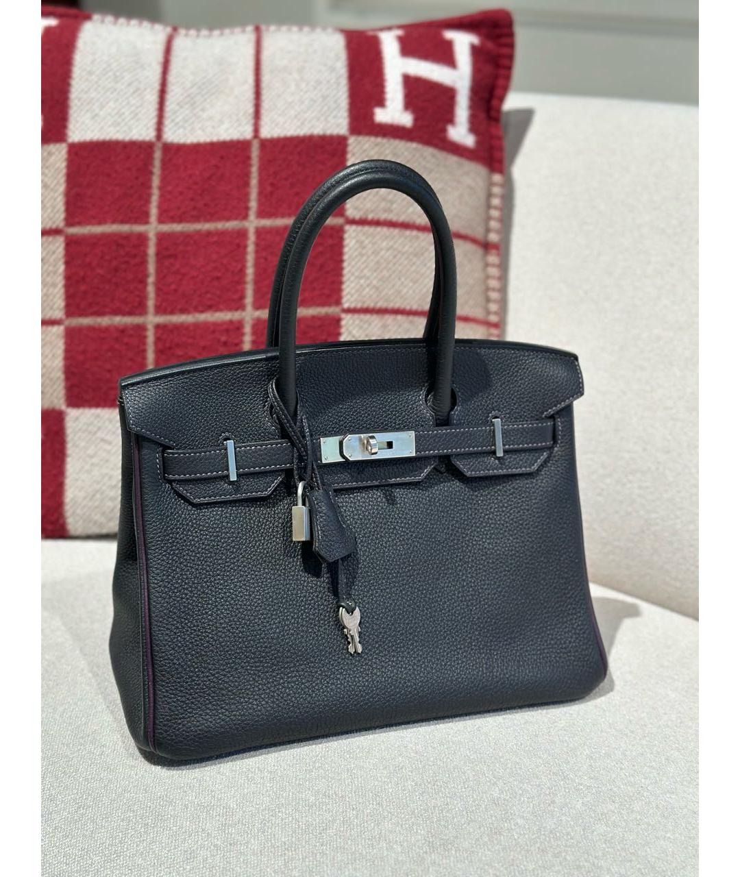 HERMES Черная кожаная сумка с короткими ручками, фото 9