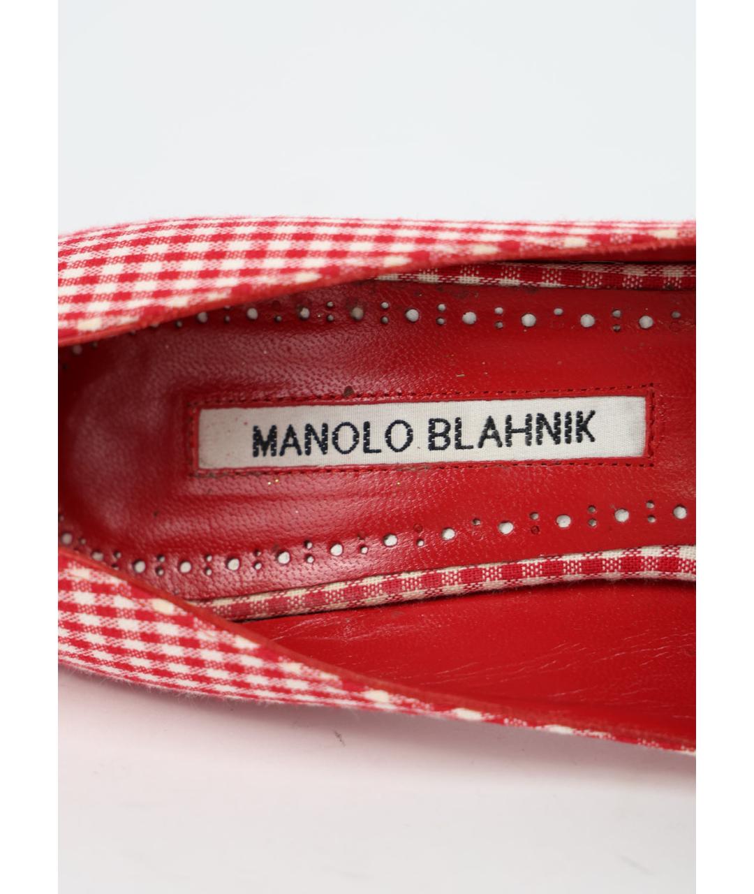 MANOLO BLAHNIK Красные текстильные туфли, фото 5