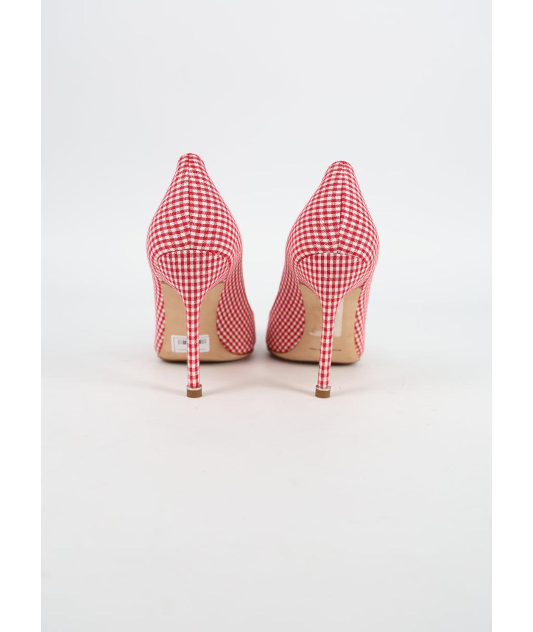 MANOLO BLAHNIK Красные текстильные туфли, фото 4