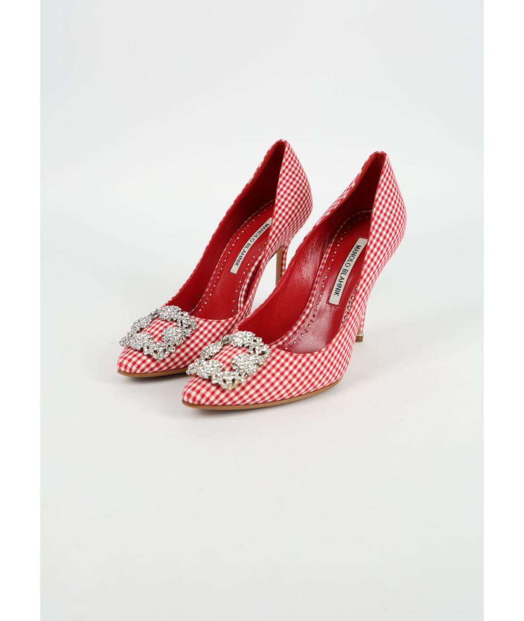 MANOLO BLAHNIK Красные текстильные туфли, фото 3