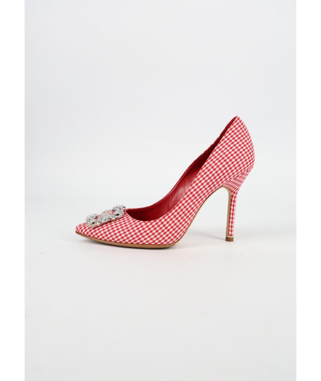 MANOLO BLAHNIK Красные текстильные туфли, фото 6