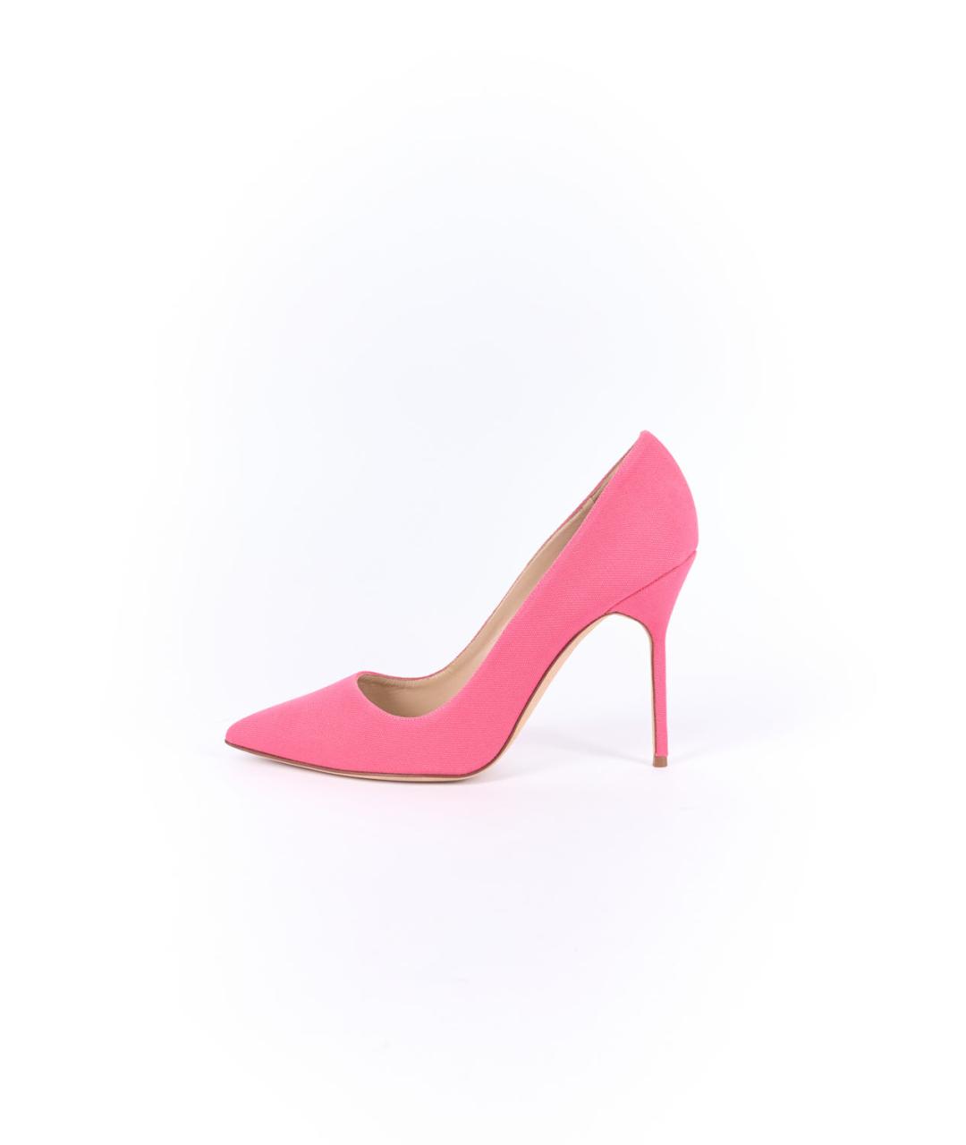 MANOLO BLAHNIK Розовые текстильные туфли, фото 6