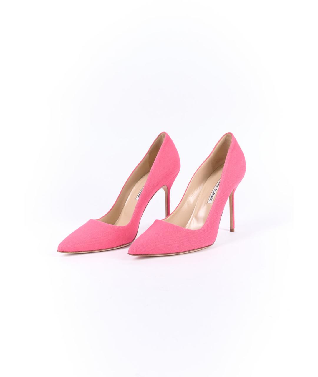 MANOLO BLAHNIK Розовые текстильные туфли, фото 3