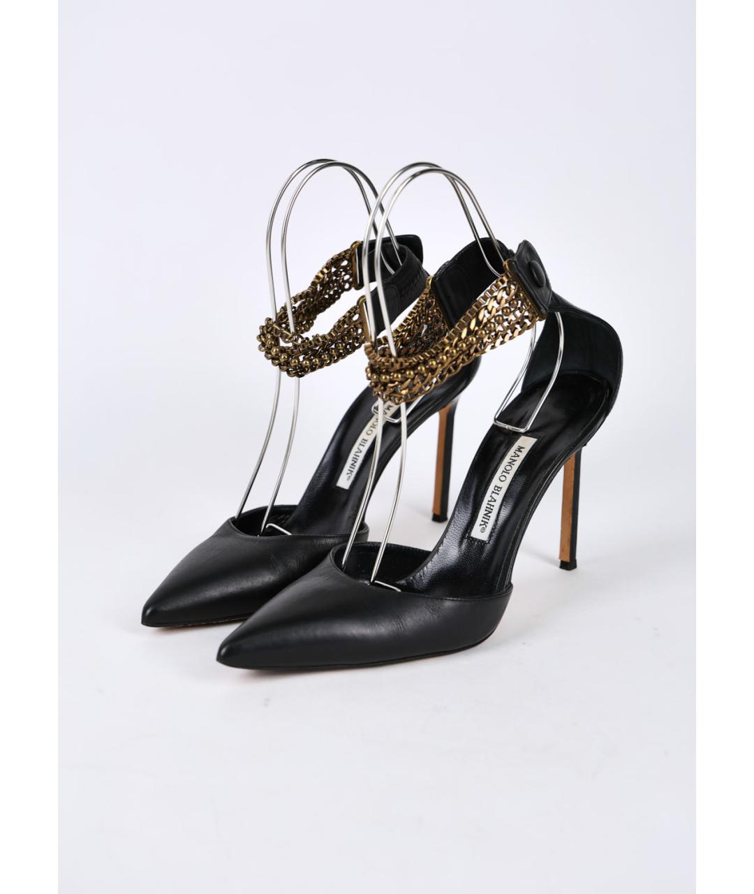 MANOLO BLAHNIK Черные кожаные туфли, фото 3