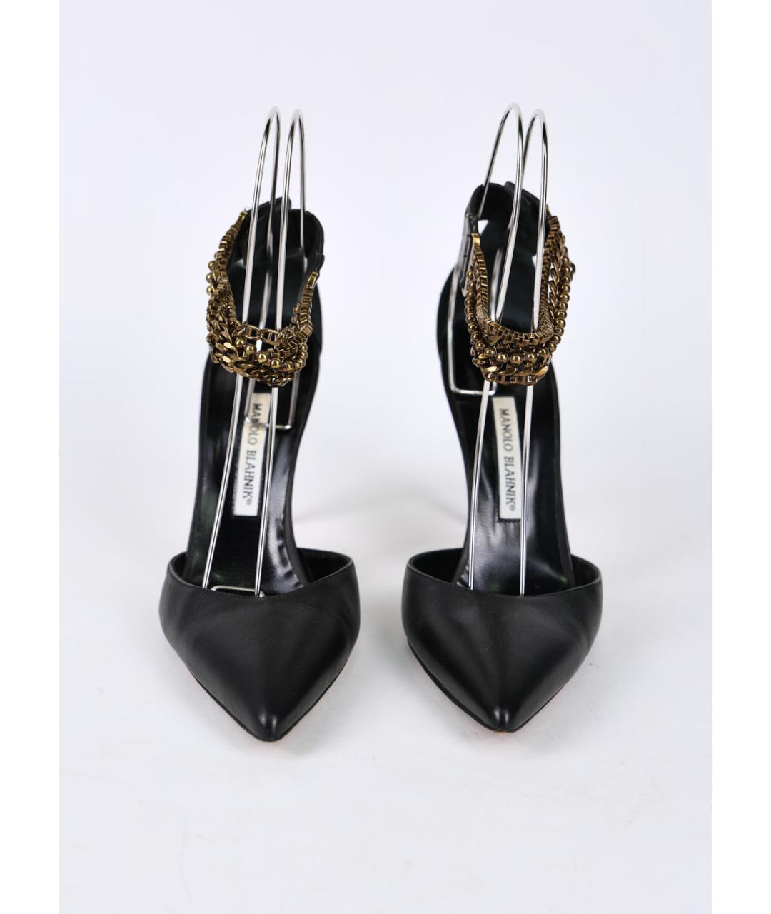 MANOLO BLAHNIK Черные кожаные туфли, фото 2