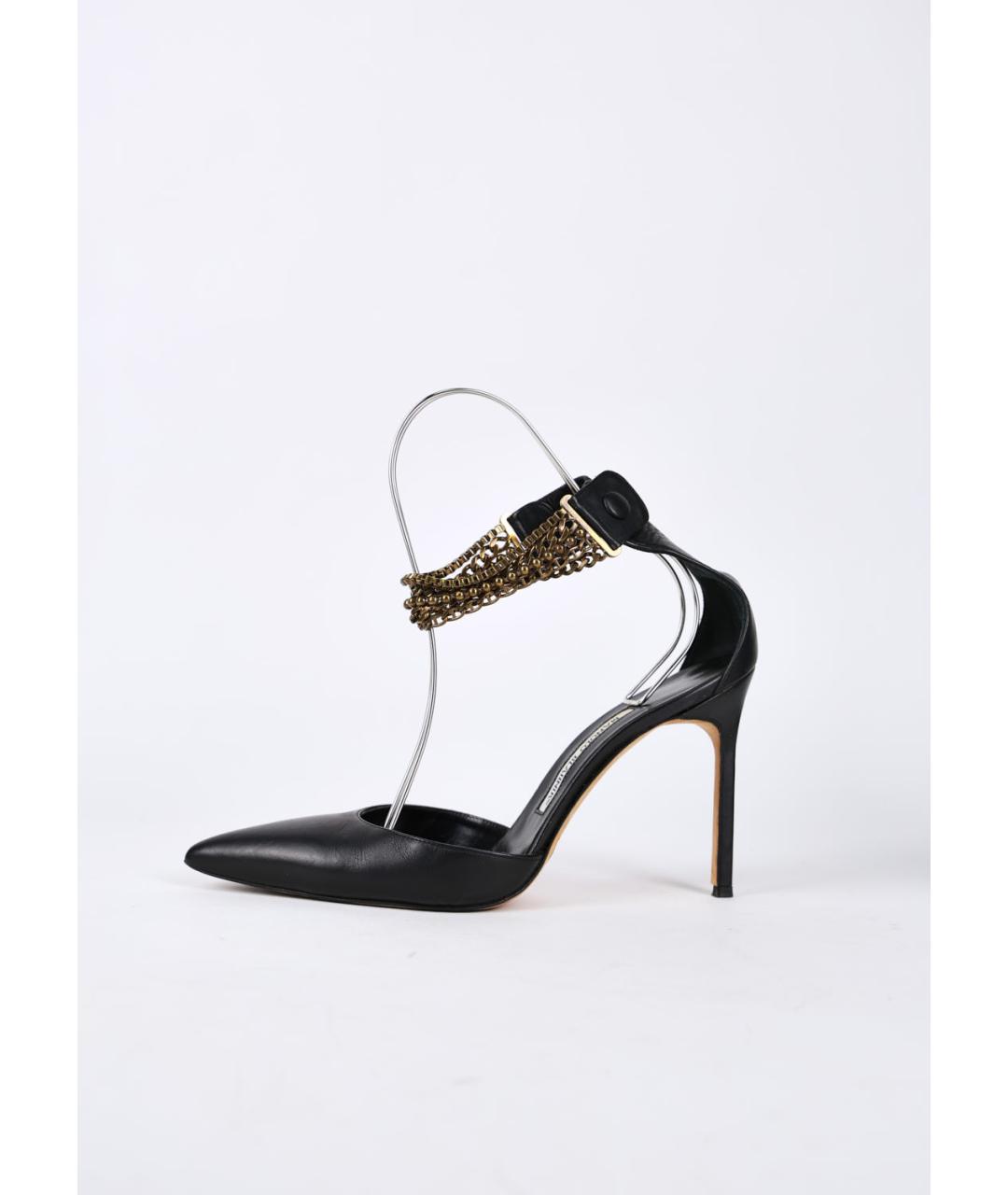 MANOLO BLAHNIK Черные кожаные туфли, фото 6