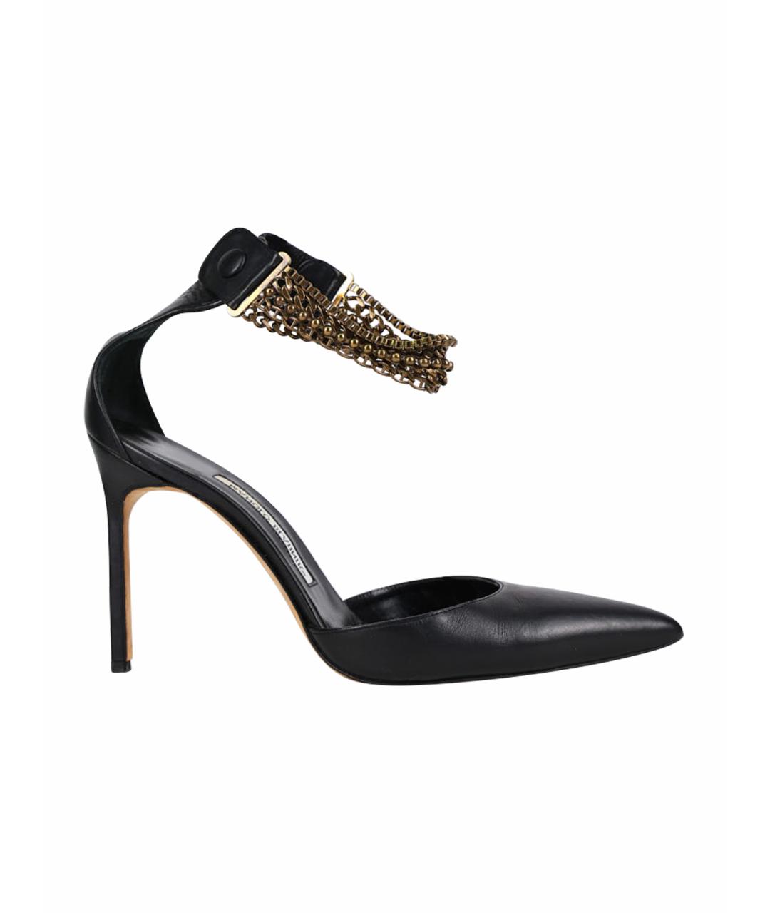 MANOLO BLAHNIK Черные кожаные туфли, фото 1