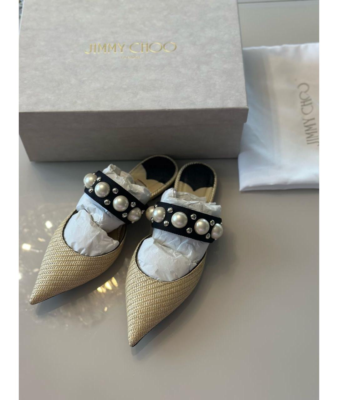 JIMMY CHOO Бежевые мюли, фото 6