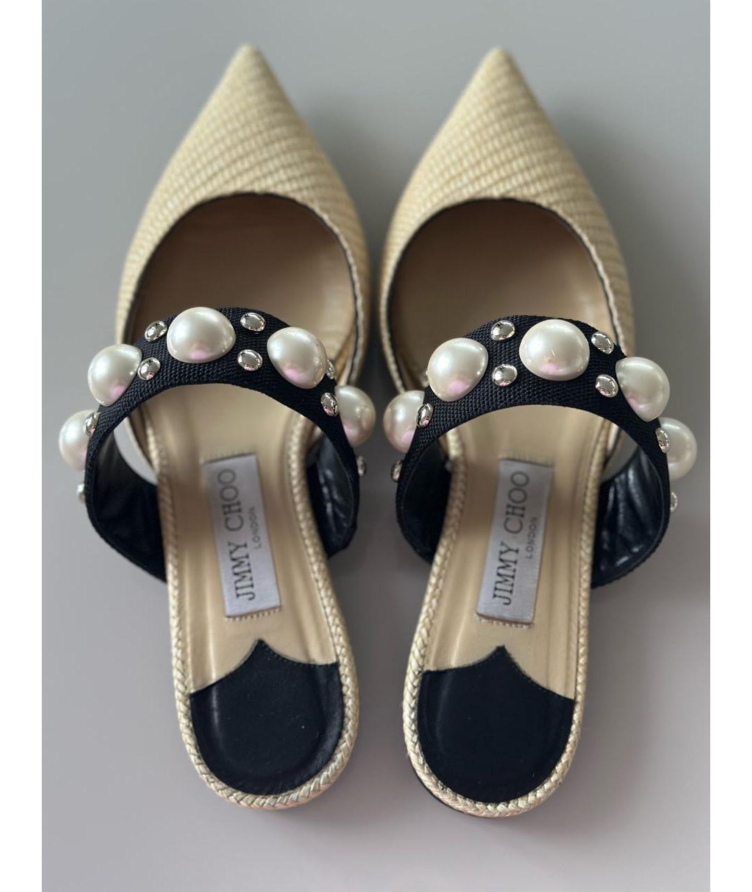 JIMMY CHOO Бежевые мюли, фото 4