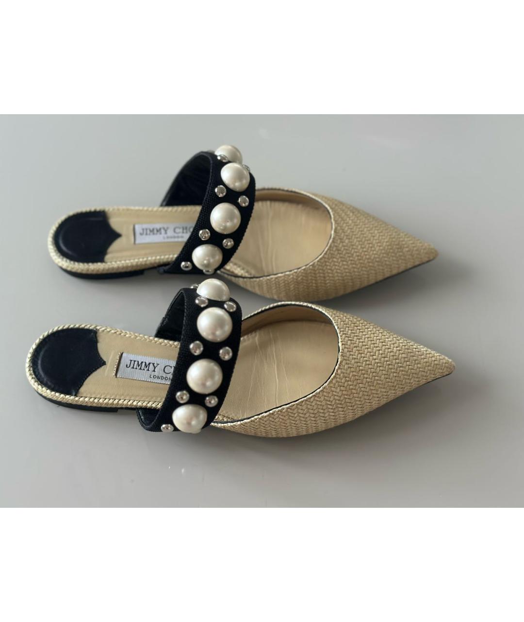 JIMMY CHOO Бежевые мюли, фото 9