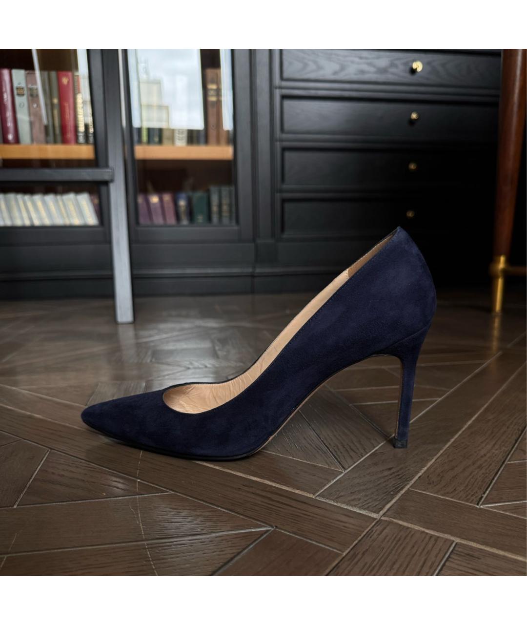 MANOLO BLAHNIK Темно-синие замшевые туфли, фото 6