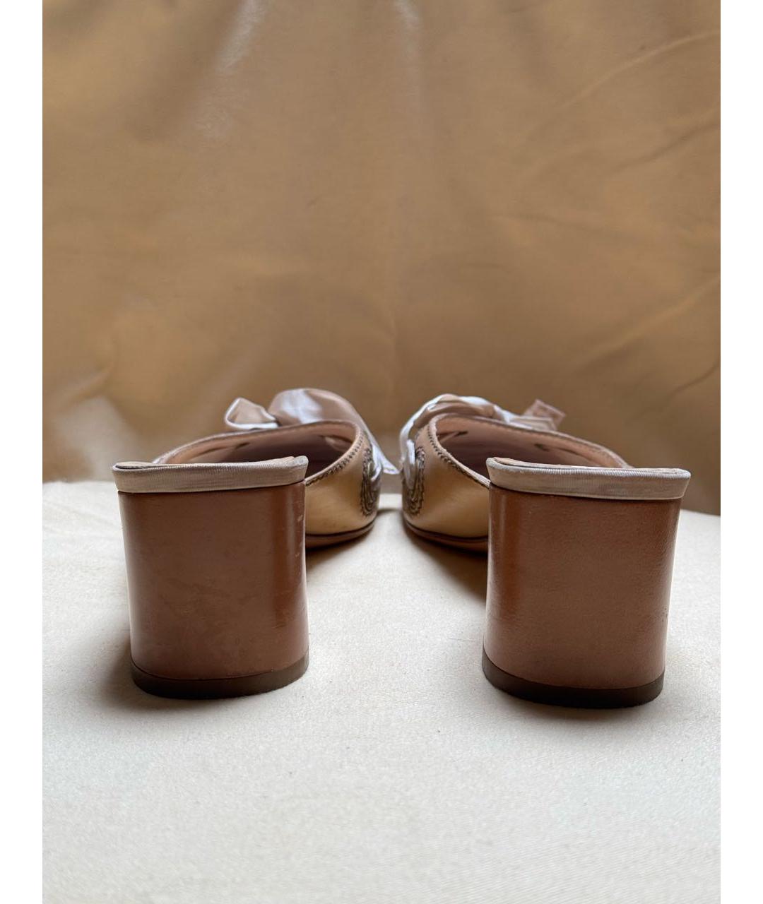 JIL SANDER Бежевые кожаные мюли, фото 4