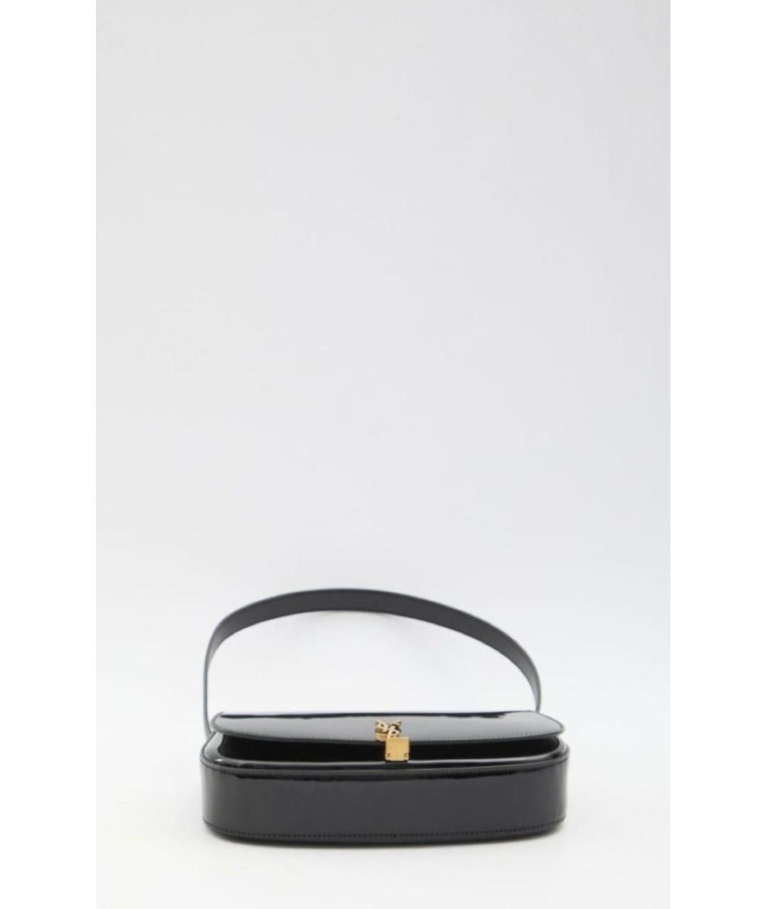 SAINT LAURENT Черная сумка с короткими ручками из лакированной кожи, фото 3