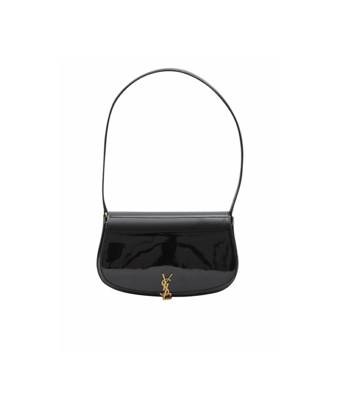 SAINT LAURENT Черная сумка с короткими ручками из лакированной кожи, фото 1