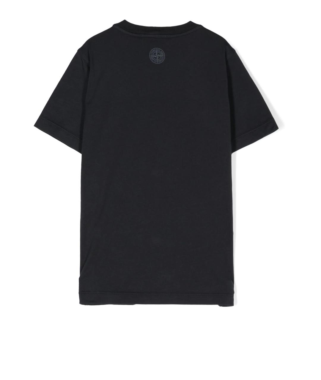 STONE ISLAND Темно-синяя хлопковая детская футболка, фото 2