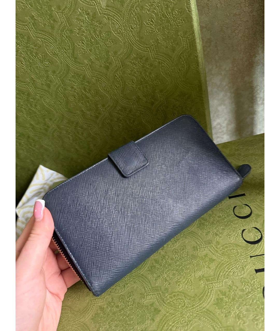 PRADA Темно-синий кожаный кошелек, фото 2