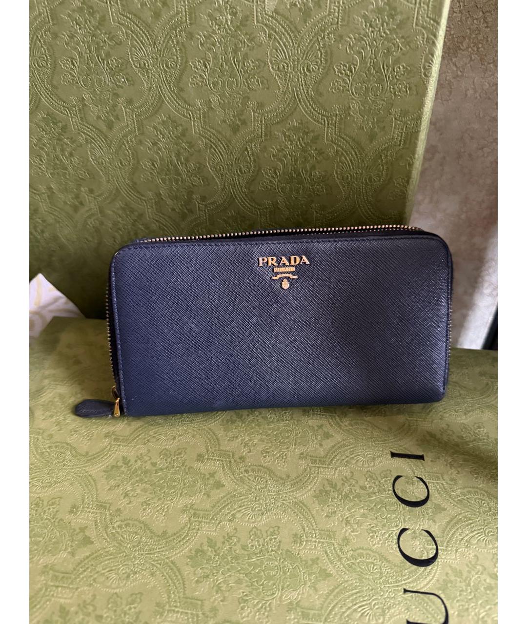 PRADA Темно-синий кожаный кошелек, фото 9
