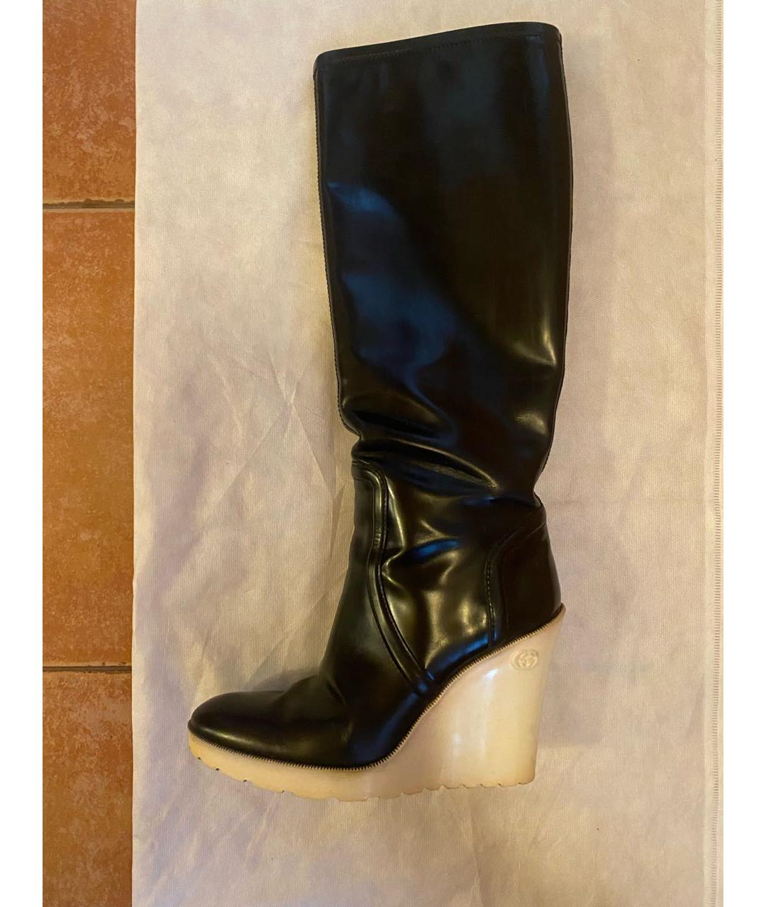 GUCCI Черные кожаные сапоги, фото 3