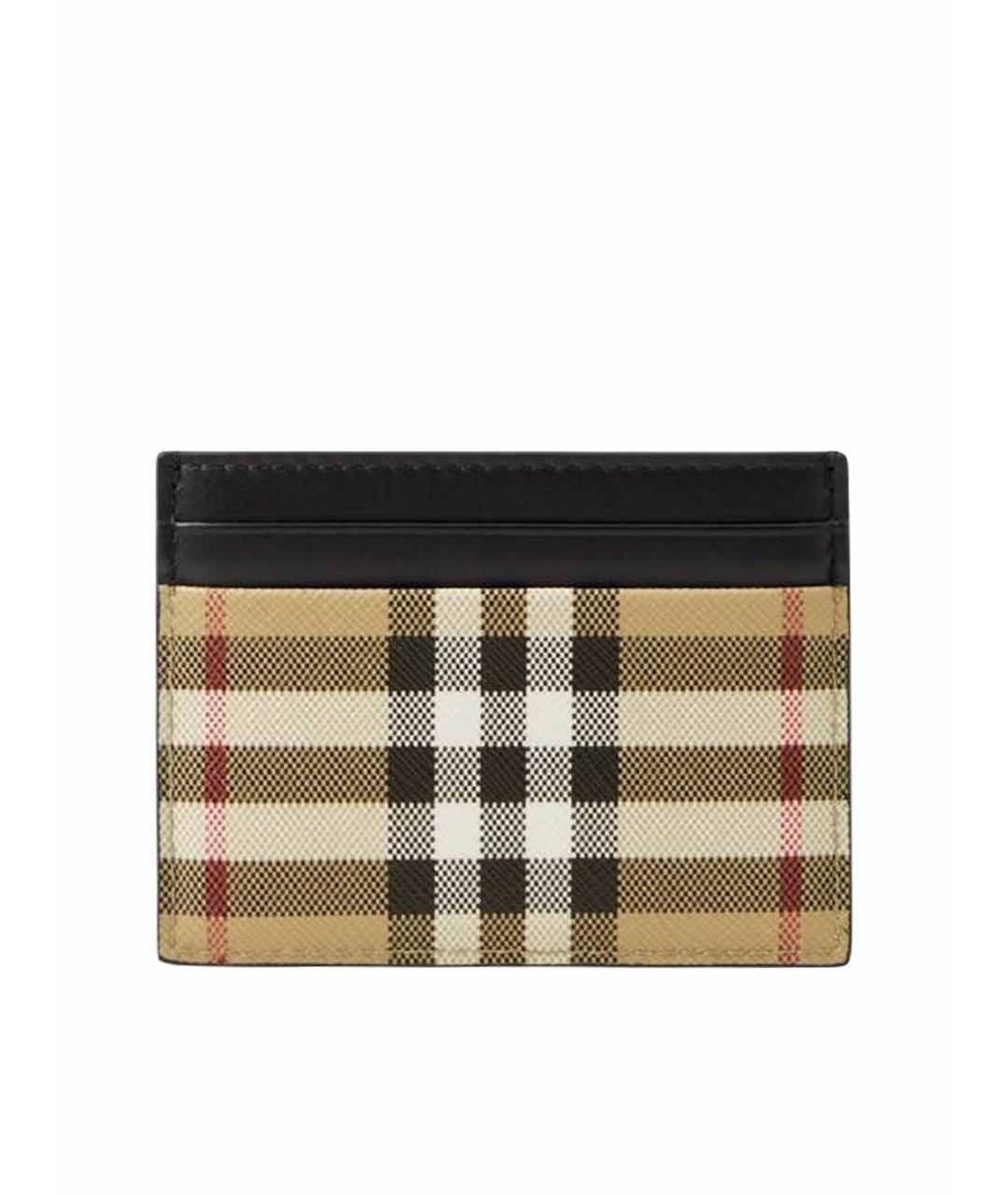 BURBERRY Бежевый кожаный кардхолдер, фото 1