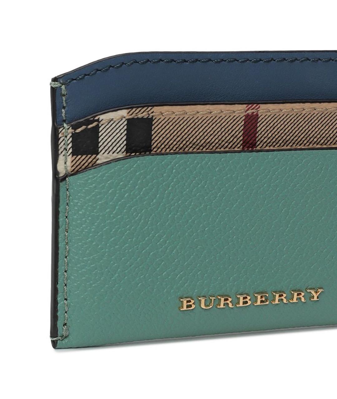 BURBERRY Бирюзовый кожаный кардхолдер, фото 4