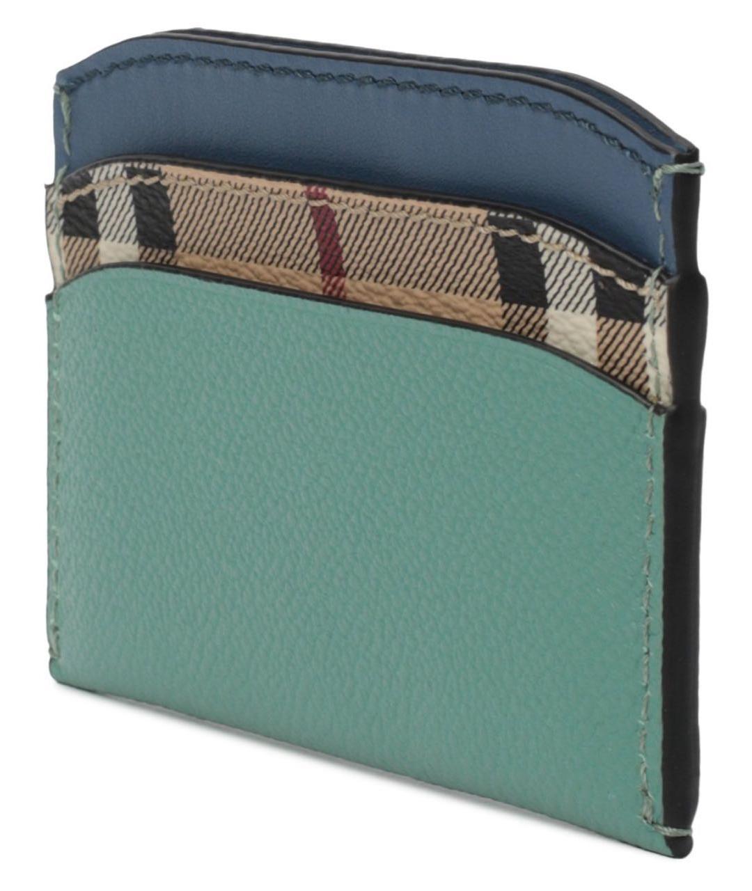 BURBERRY Бирюзовый кожаный кардхолдер, фото 2
