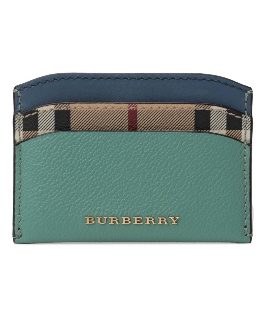 BURBERRY Бирюзовый кожаный кардхолдер, фото 1