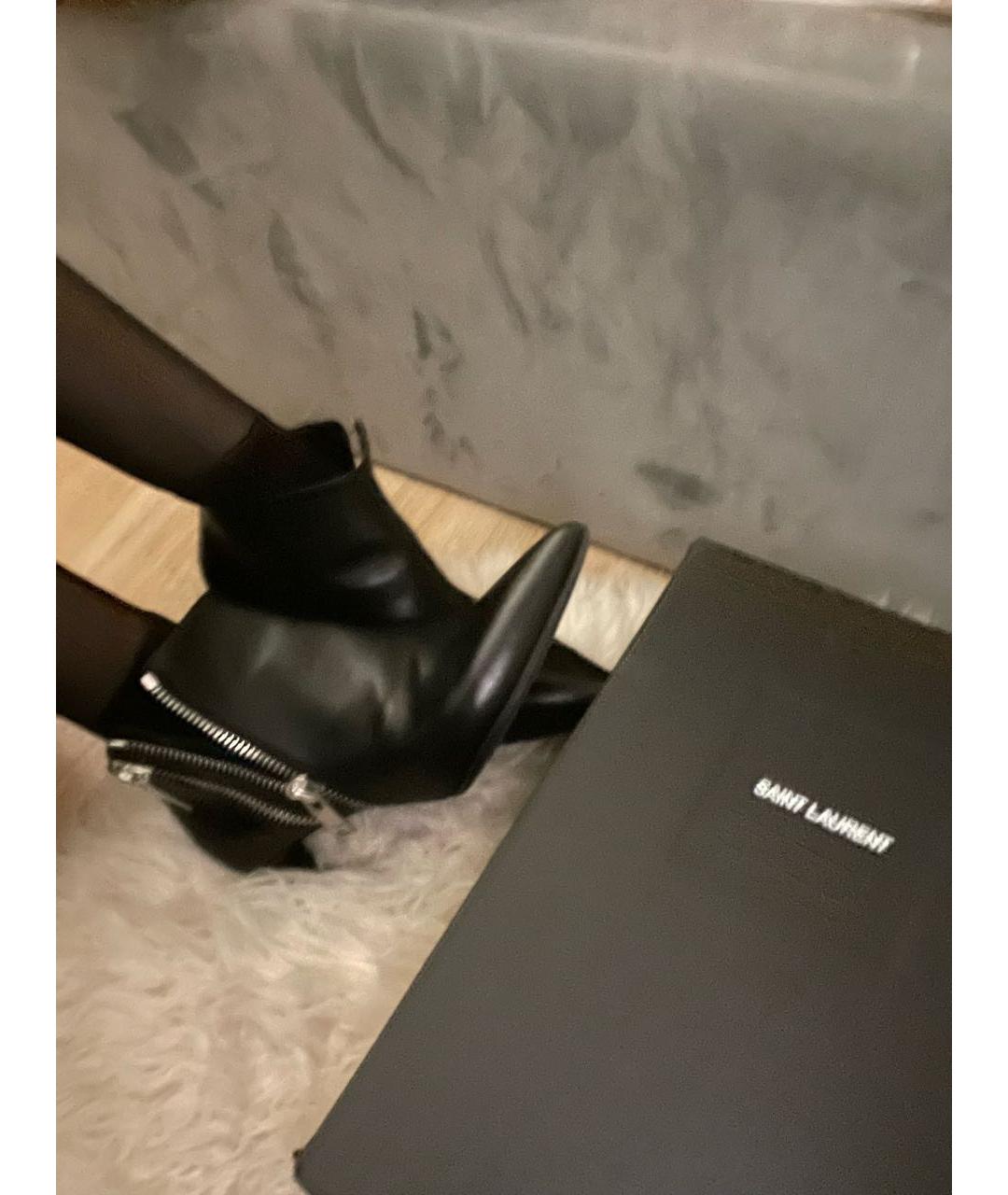 SAINT LAURENT Черные кожаные ботильоны, фото 3
