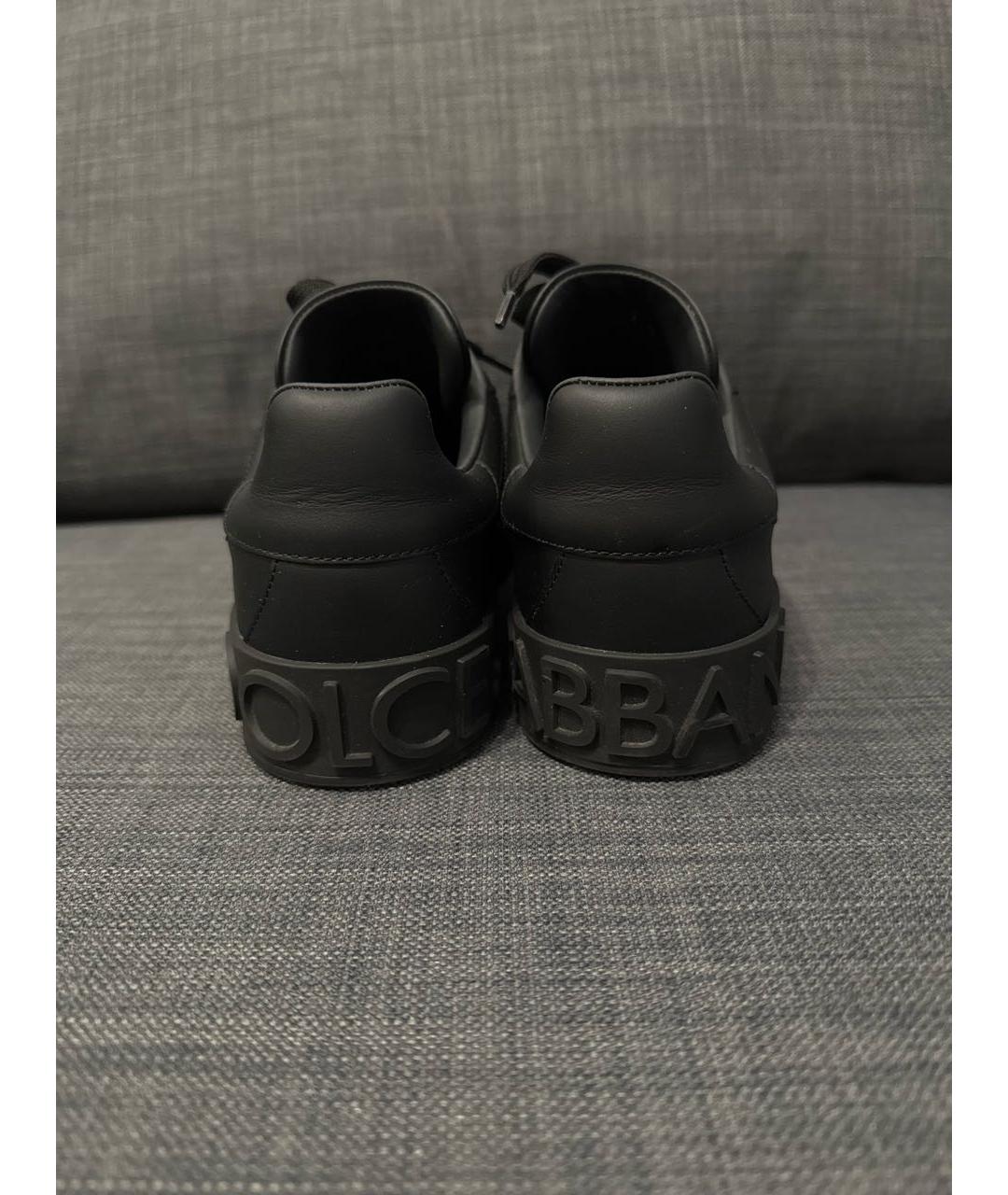 DOLCE&GABBANA Черные кожаные кеды, фото 3