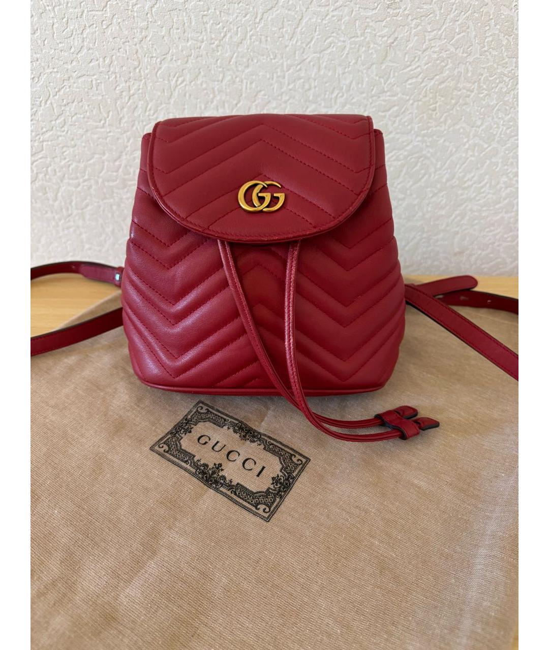 GUCCI Красный кожаный рюкзак, фото 9
