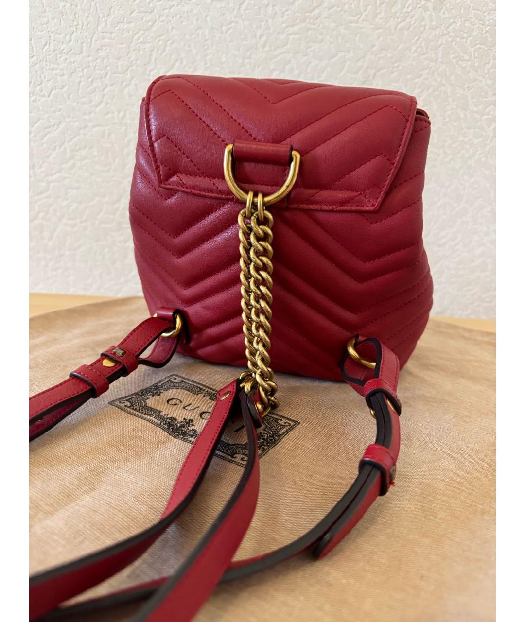 GUCCI Красный кожаный рюкзак, фото 3