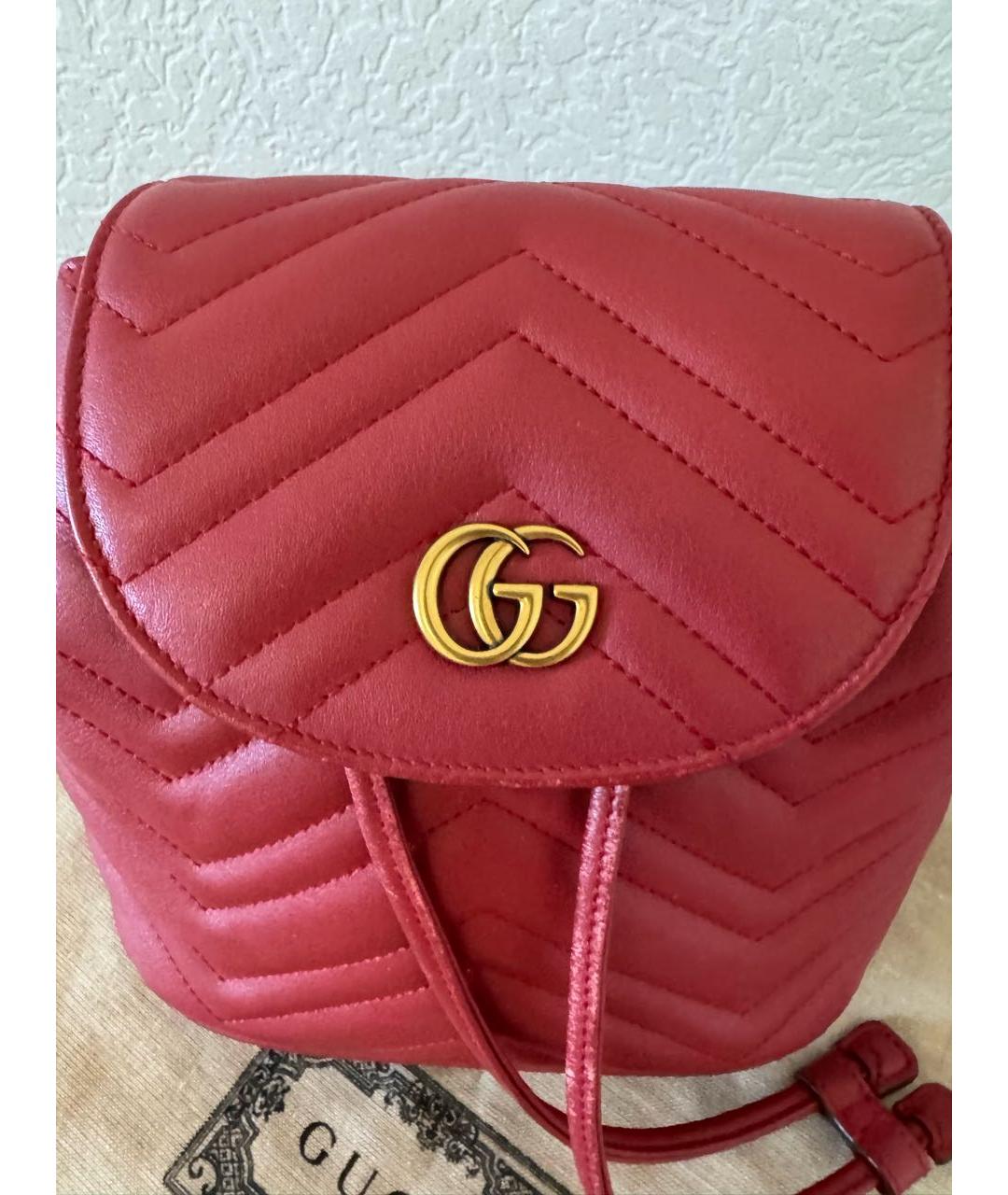 GUCCI Красный кожаный рюкзак, фото 2