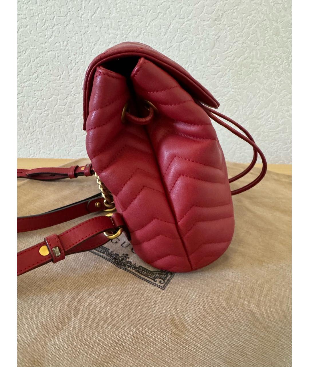 GUCCI Красный кожаный рюкзак, фото 4