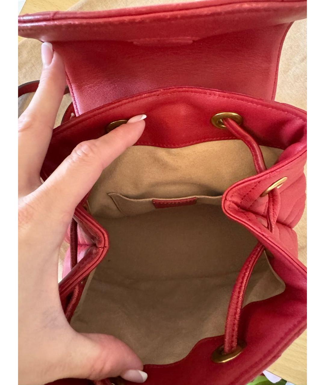 GUCCI Красный кожаный рюкзак, фото 6