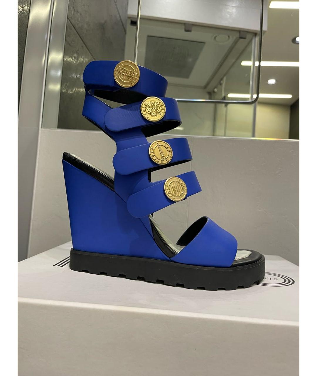 KENZO Синие кожаные босоножки, фото 9