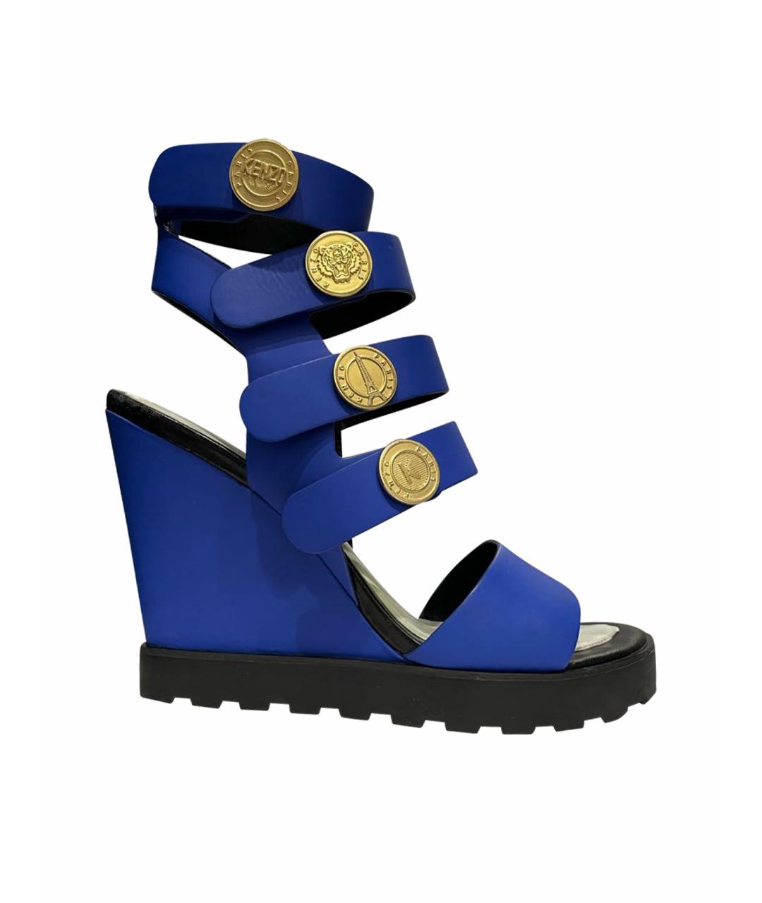 KENZO Синие кожаные босоножки, фото 1