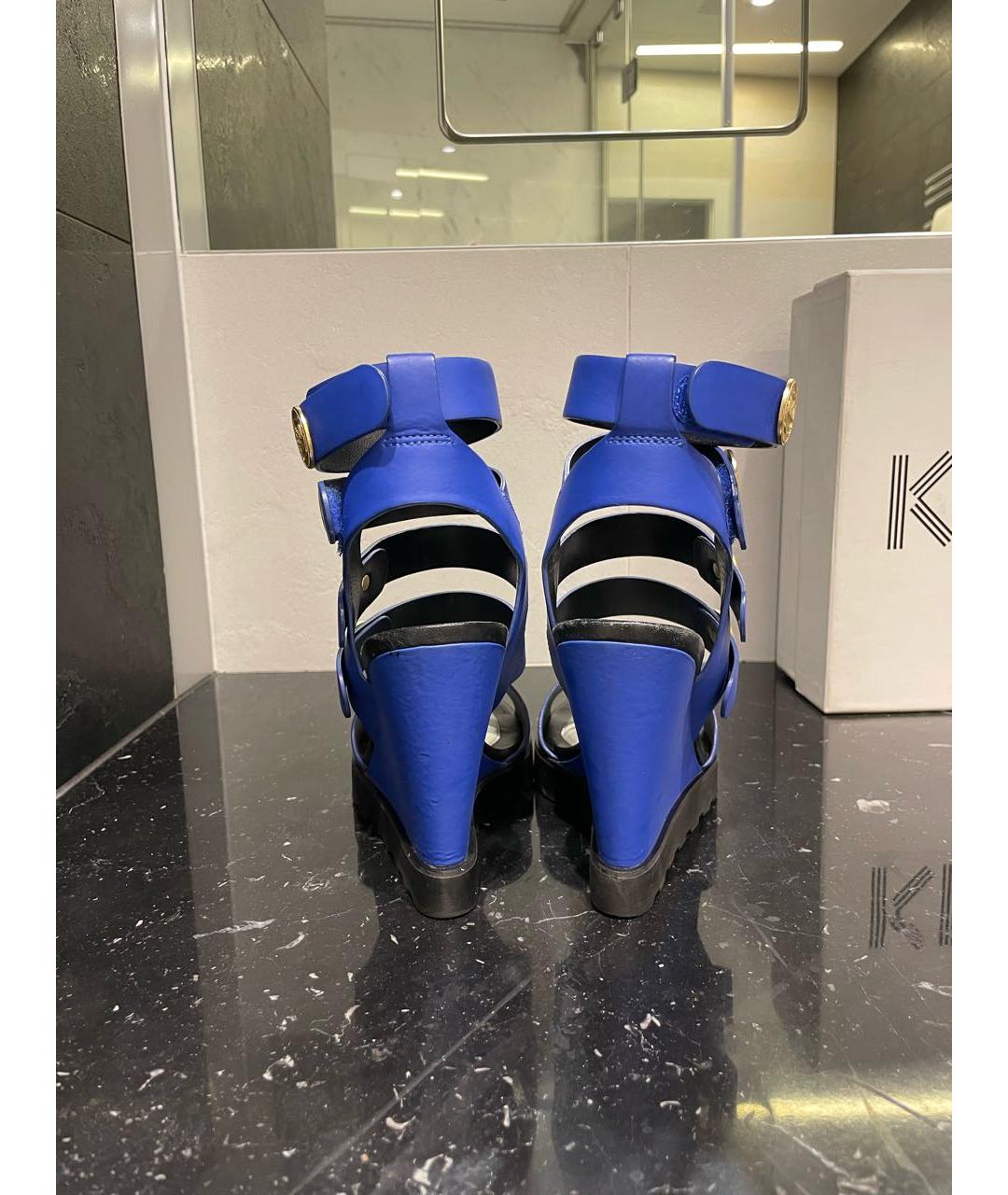 KENZO Синие кожаные босоножки, фото 4