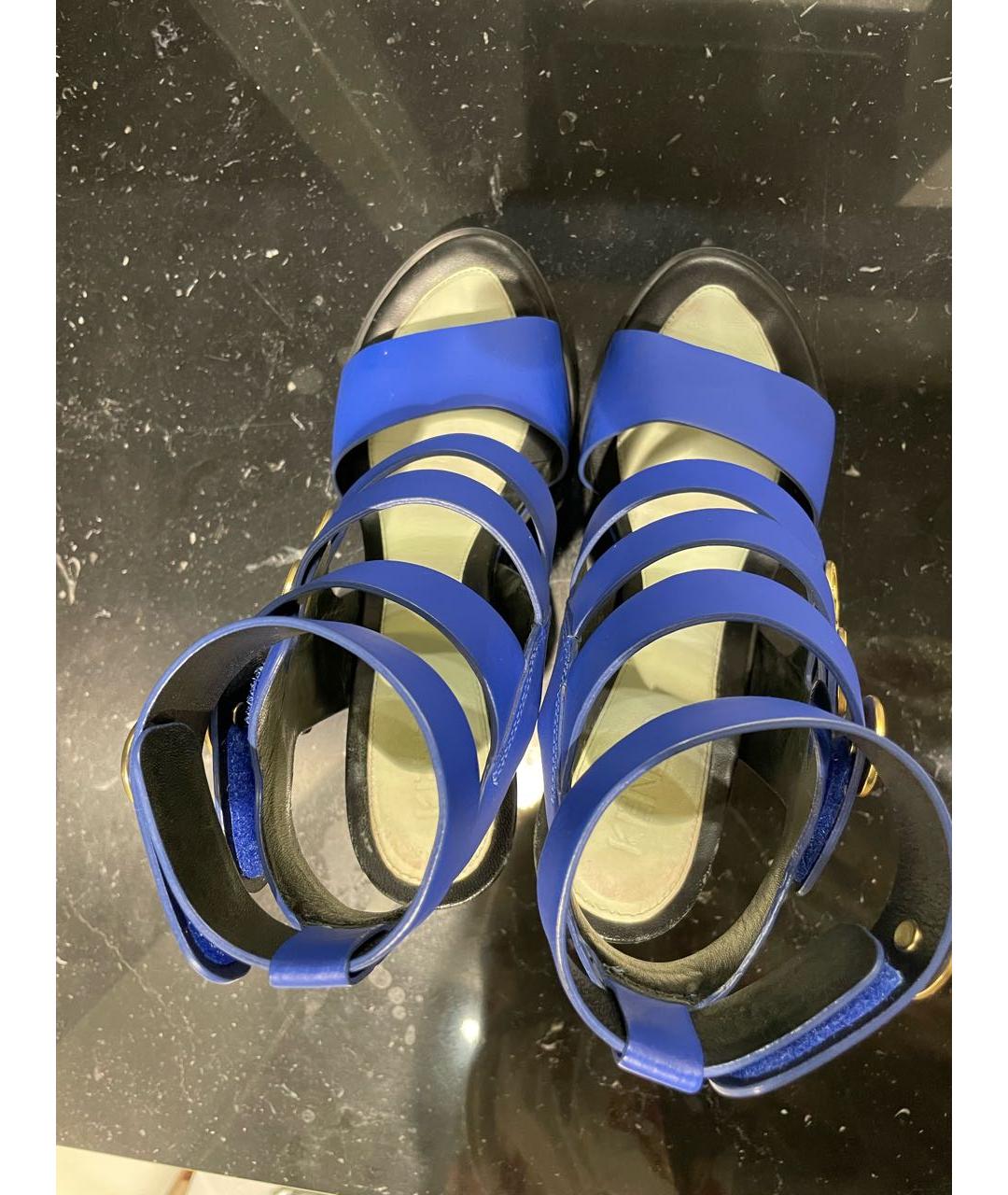 KENZO Синие кожаные босоножки, фото 3