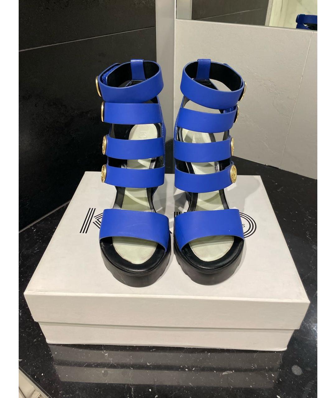 KENZO Синие кожаные босоножки, фото 2
