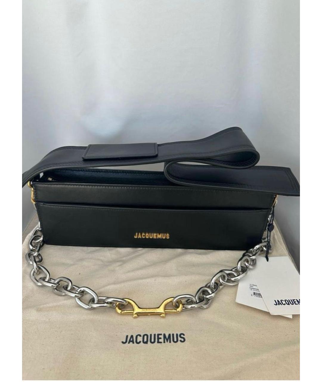 JACQUEMUS Черная кожаная сумка через плечо, фото 5