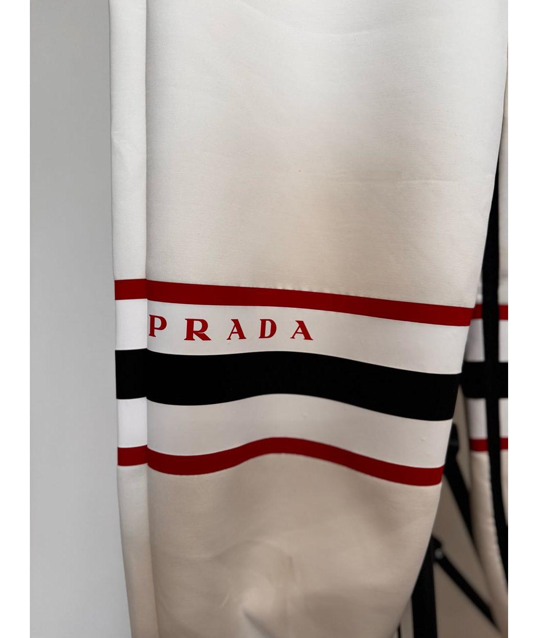 PRADA Белые полиэстеровые брюки узкие, фото 5