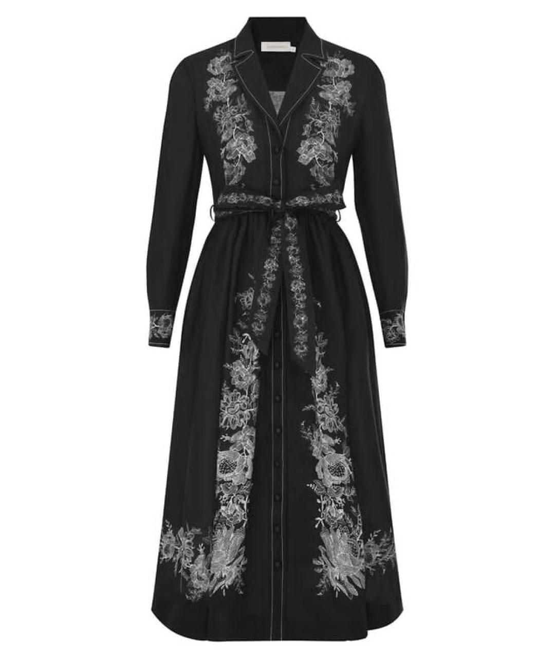 ZIMMERMANN Черное льняное повседневное платье, фото 1