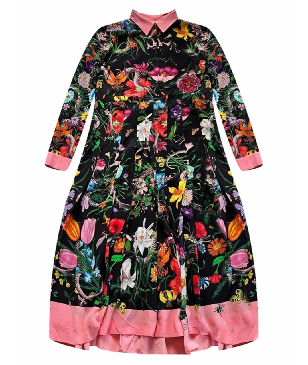 GUCCI Мульти шелковое платье, фото 1