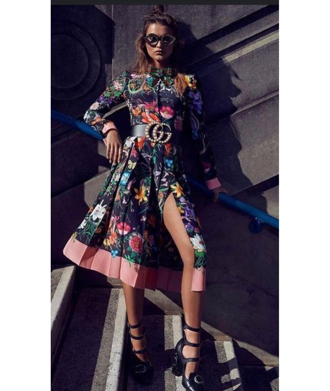 GUCCI Мульти шелковое платье, фото 8