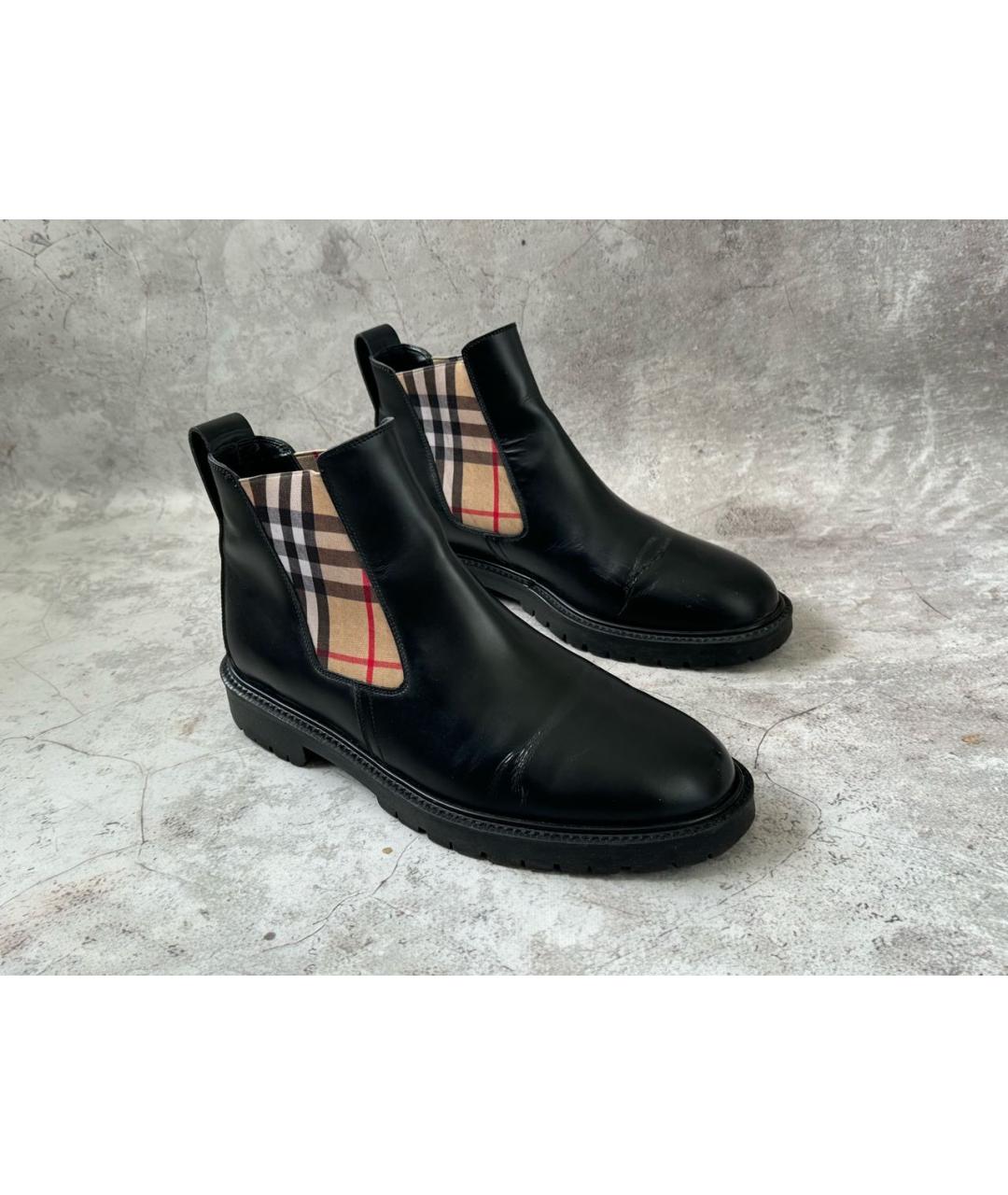 BURBERRY Черные кожаные высокие ботинки, фото 9