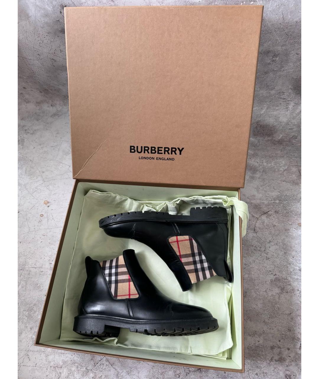 BURBERRY Черные кожаные высокие ботинки, фото 5