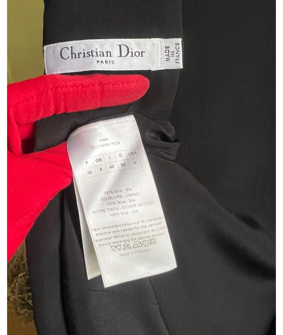 CHRISTIAN DIOR Черное шелковое повседневное платье, фото 8