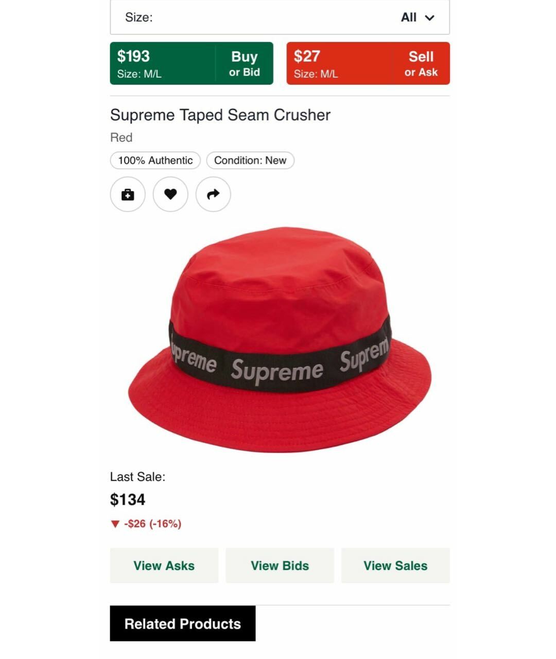 SUPREME Красная шляпа, фото 2